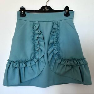 GIZIA turquoise wool mini skirt small
